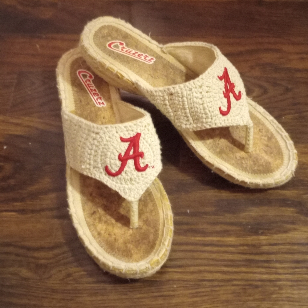 Cream Sandals with Red Accent